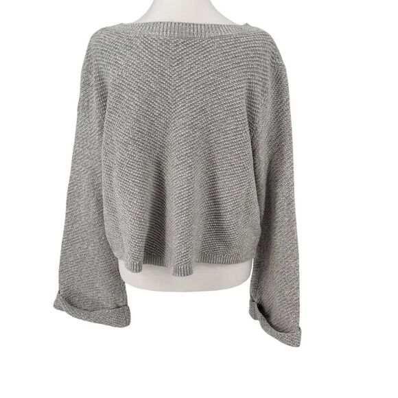 Roxy Gray Textured Knit Pullover Sweater Women’s Sz M Drop Shoulder Slouchy Cozy - Picture 4 of 10